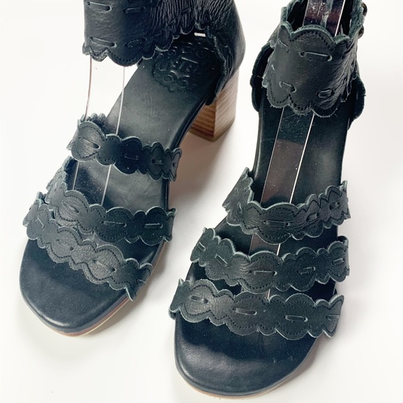 Bali Elf Seaside Leather Sandal Heels Black Size 6.5 Handmade! - Picture 3 of 8